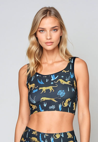Bralette Crop Top - Tropical Leopard