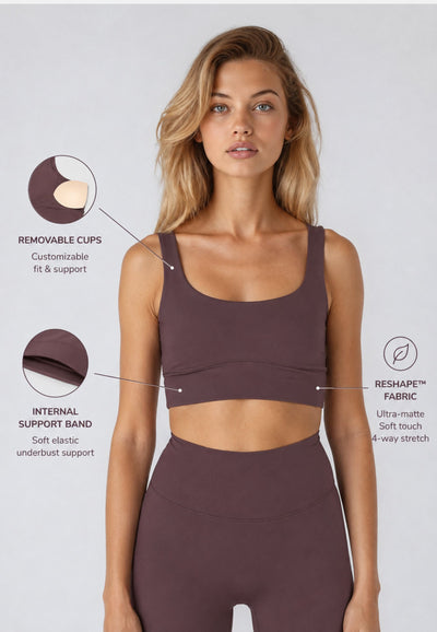 Top Sportivo Modellante con Coppe Removibili – Reshape Espresso