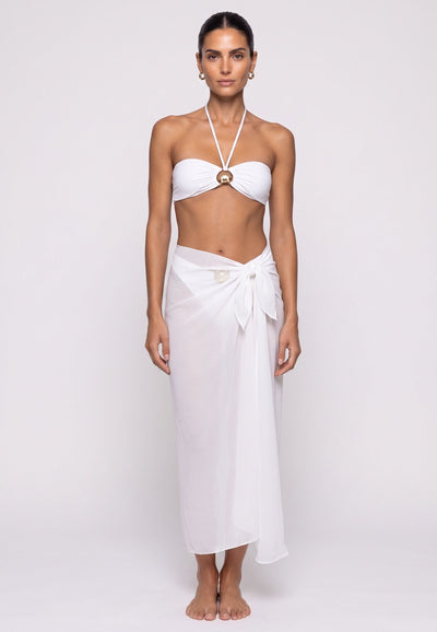 Pareo Mare Lungo Bianco in Georgette – Sarong Donna
